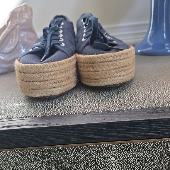 Superga Women's Dark Blue Platform Espadrille Sneakers - Picture 4 of 7